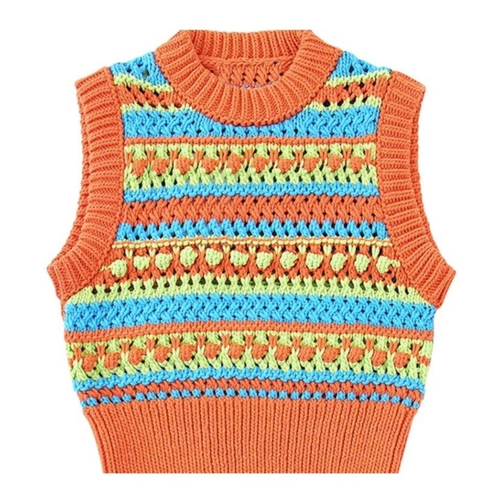 Zara Women's‎ Heidy Crochet Knit Sleeveless Vest Size Med